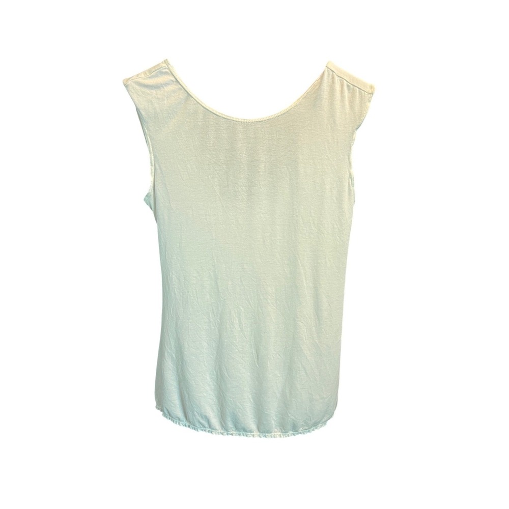 MSSP Max Studio White Twist Back Sleeveless Tank Top Lettuce Hem Medium 7005T70
